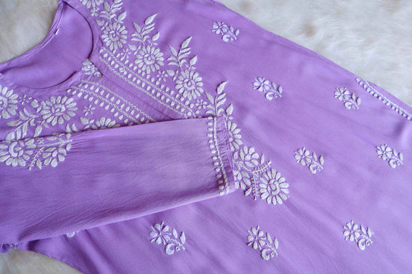 GULAAB LAVANDER RAYON KURTA PANT SET