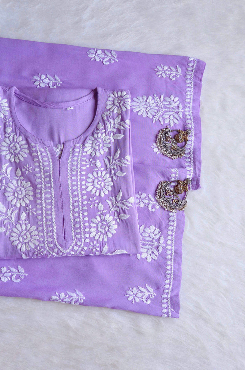 GULAAB LAVANDER RAYON KURTA PANT SET