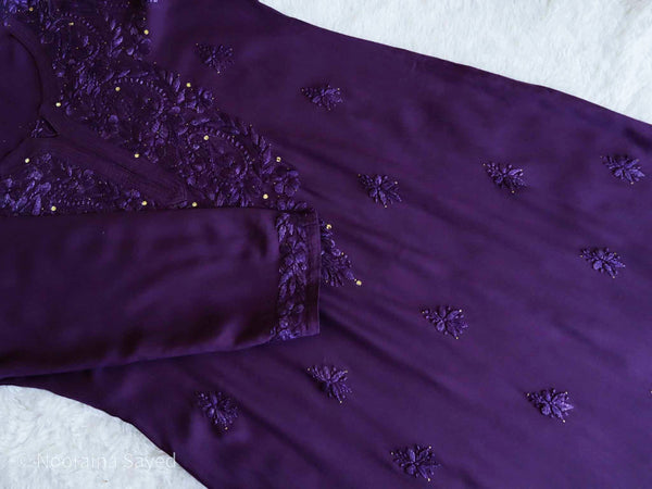 AAYAT PURPLE RAYON MUKAISH LONG KURTA